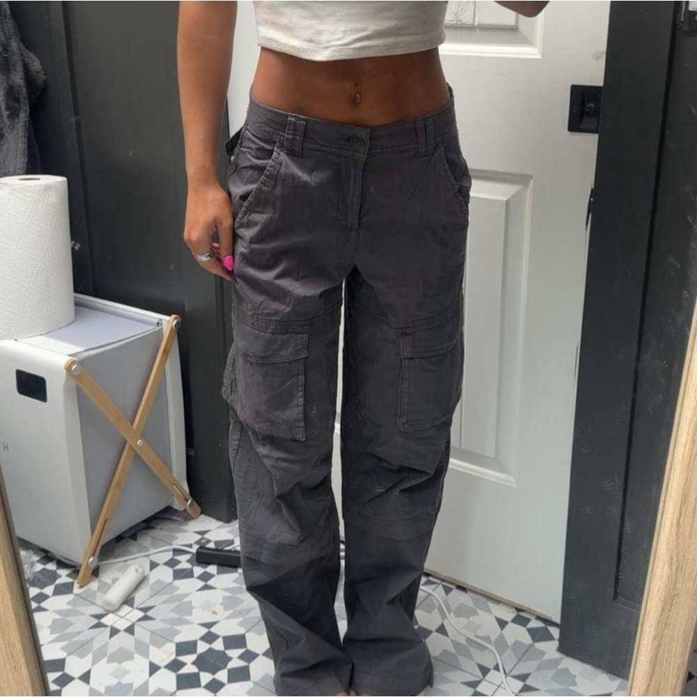 Women's Gray Cargo Pants - White Fox